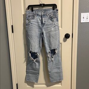 American Eagle Outfitters Distressed Light Denim Boyfriend Jeans